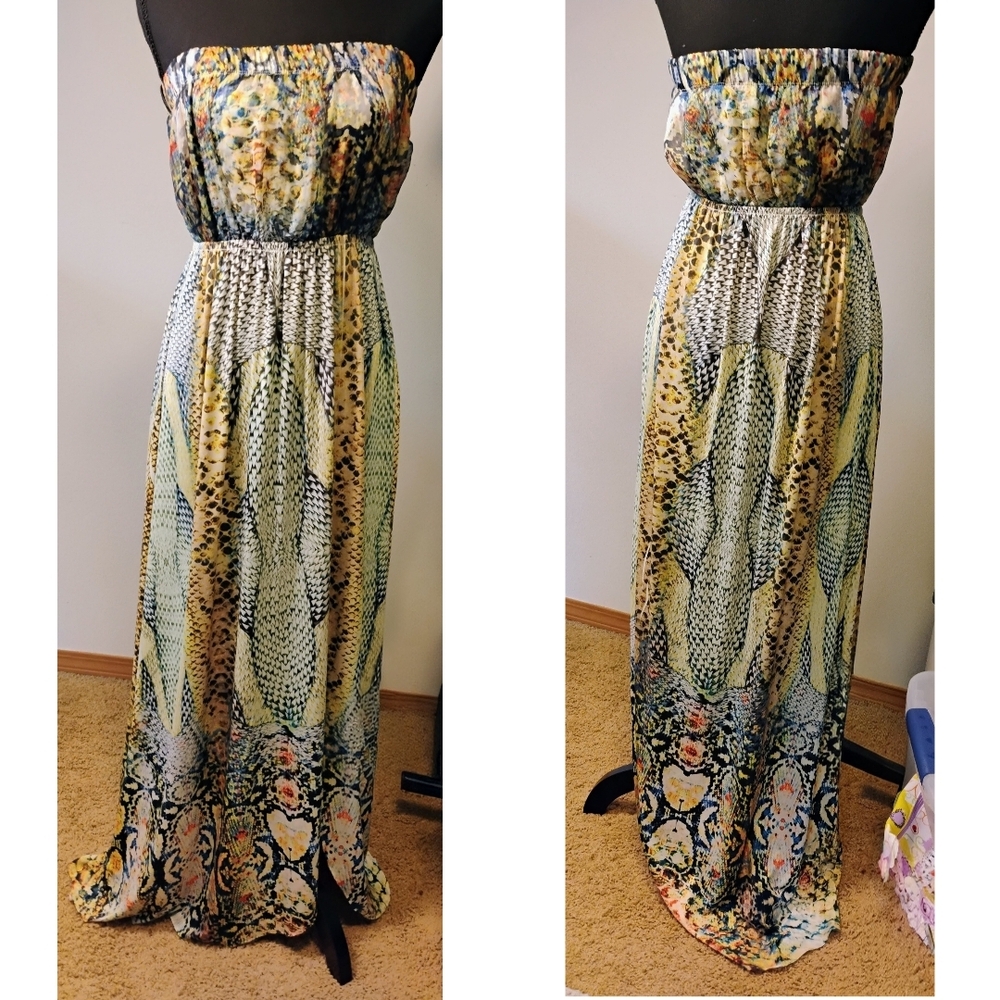 ONE WORLD Strapless Dress Snakeskin Print
